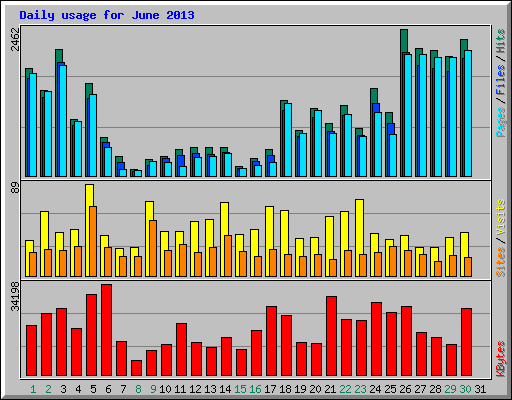 Daily usage for June 2013