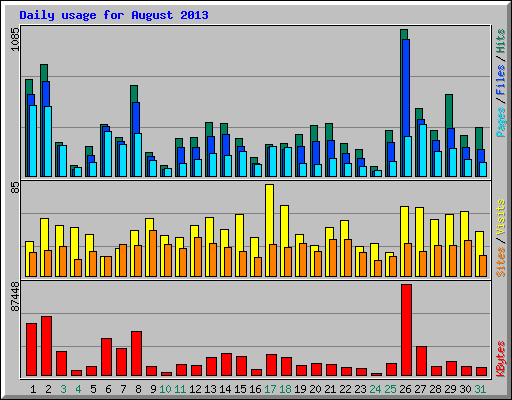 Daily usage for August 2013