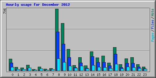 Hourly usage for December 2012