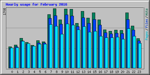 Hourly usage for February 2016