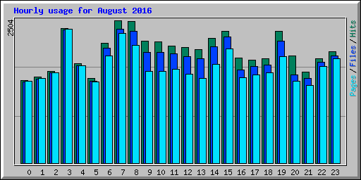 Hourly usage for August 2016